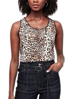 Express Black and Brown Leopard Print Scoop Neck Tank Top Size Small